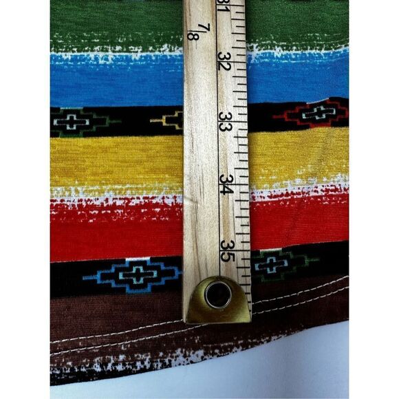 L&B Lucky & Blessed Rainbow Aztec Pattern Striped High Low Slinky Dress Sz S - Picture 9 of 13